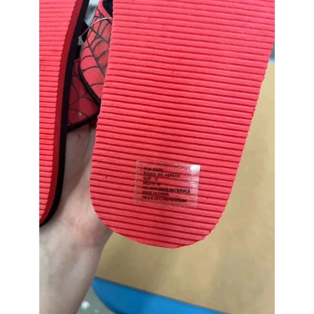 NEW kids Spiderman flip flops youth 12